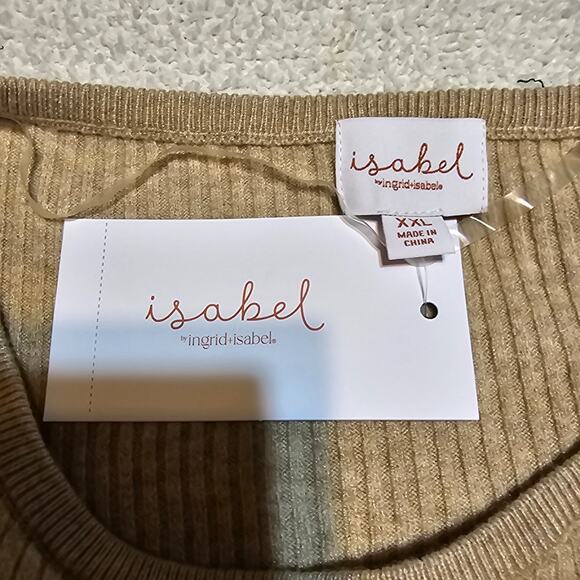 NWT Ingrid & Isabel Maternity Ribbed Knit Tie Waist Midi Dress Beige XXL - Picture 6 of 10